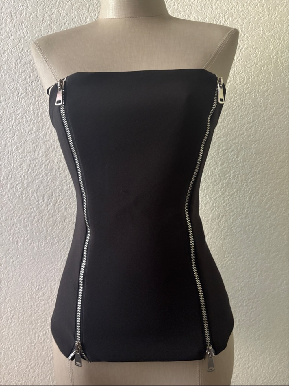 Zara Black Strapless Zip-Front Top